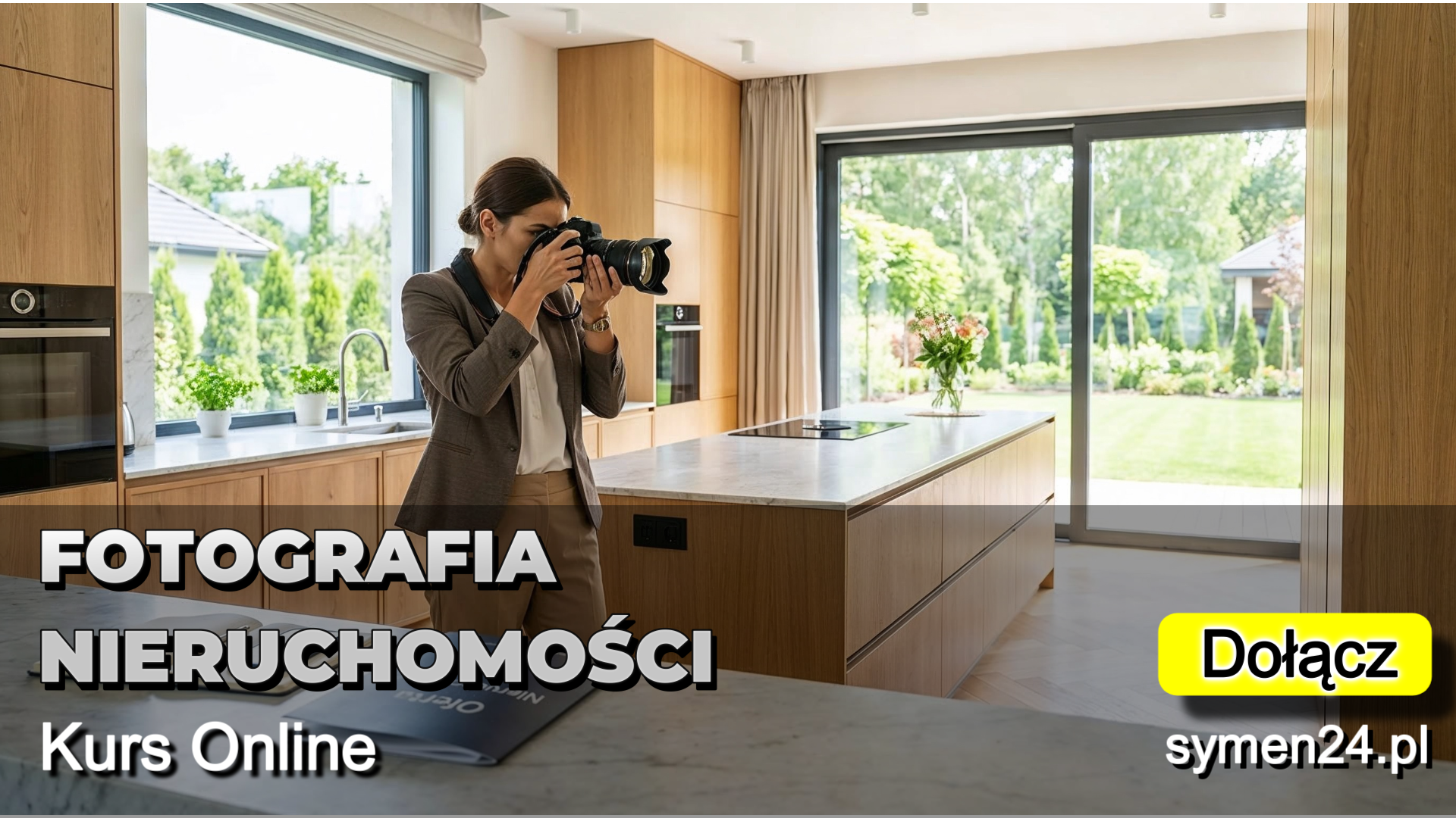 Kurs fotografii nieruchomości przeznaczony jest dla agentów i pośredników nieruchomości którzy chcą robić samodzielnie fotografować nieruchomości bez fotografa i drogiego sprzętu . Ikona kursu online fotografia nieruchomości