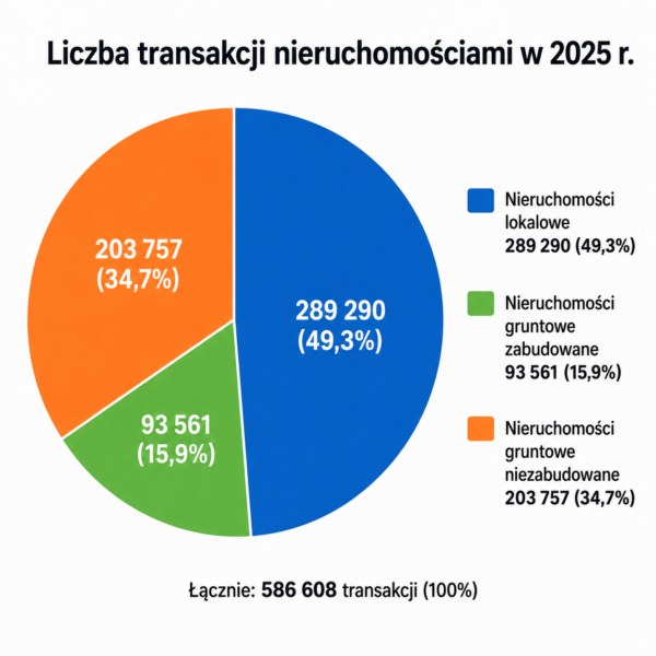liczba transakcji obrotu nieruchomościami w Polsce - dane GUS rok 2025